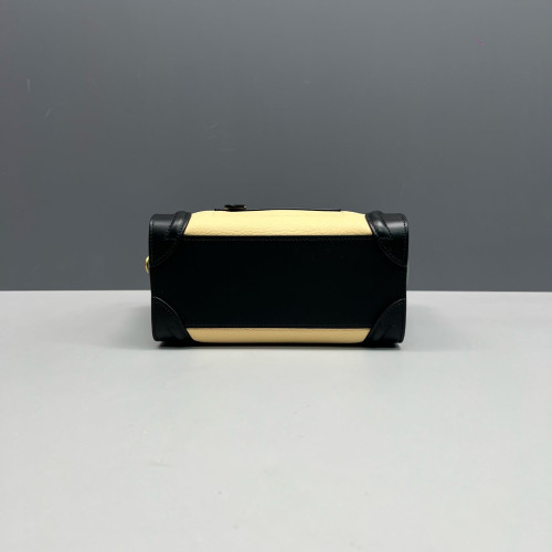 Celine Nano Luggage Grained Calfskin Black Green Beige