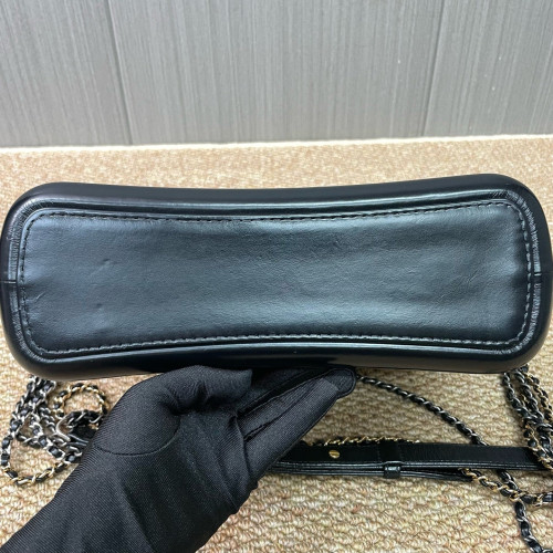 Chanel Quilted Medium Gabrielle Hobo Lambskin Black White