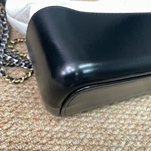 Chanel Quilted Medium Gabrielle Hobo Lambskin Black White
