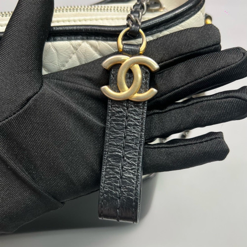 Chanel Quilted Medium Gabrielle Hobo Lambskin Black White