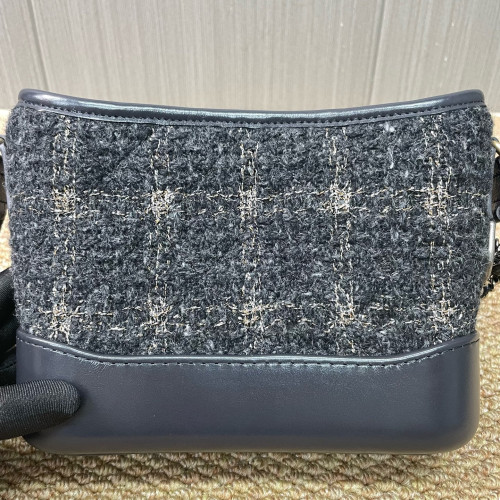 Chanel Small Gabrielle Hobo Woolen Calfskin Black