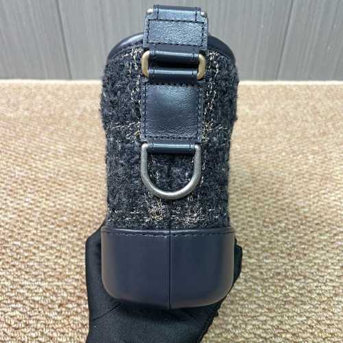 Chanel Small Gabrielle Hobo Woolen Calfskin Black