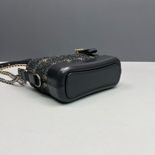 Chanel Small Gabrielle Hobo Woolen Calfskin Black