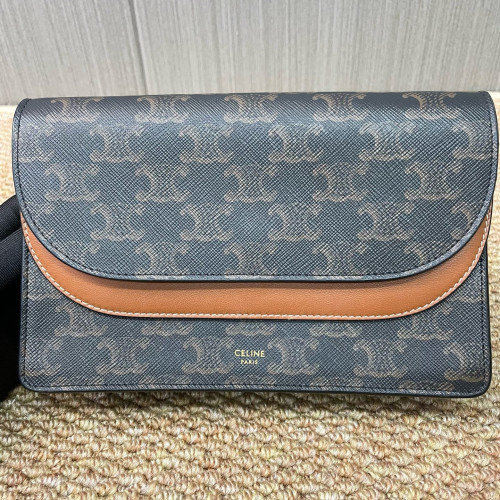 Celine Triomphe Wallet On Chain WOC Triomphe Brown