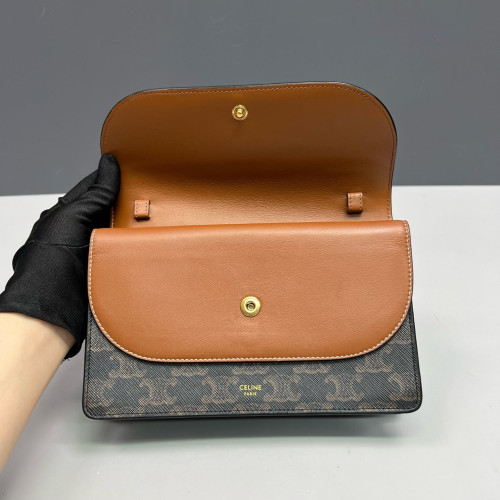 Celine Triomphe Wallet On Chain WOC Triomphe Brown
