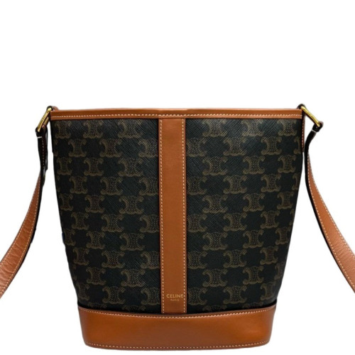 Celine Triomphe Triomphe Bucket Bag Small Triomphe Brown
