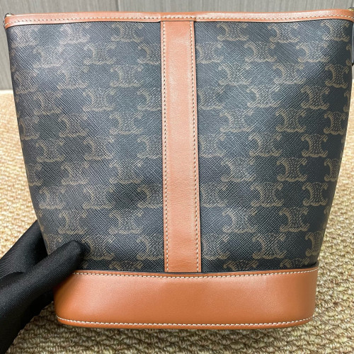Celine Triomphe Triomphe Bucket Bag Small Triomphe Brown