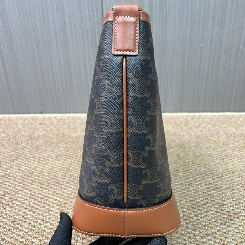 Celine Triomphe Triomphe Bucket Bag Small Triomphe Brown