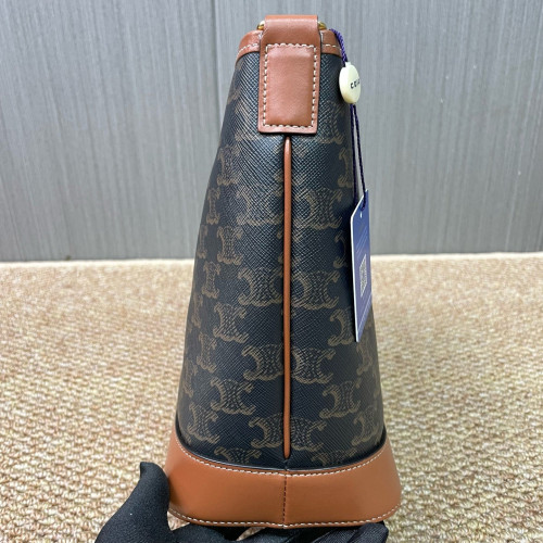 Celine Triomphe Triomphe Bucket Bag Small Triomphe Brown
