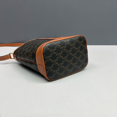 Celine Triomphe Triomphe Bucket Bag Small Triomphe Brown