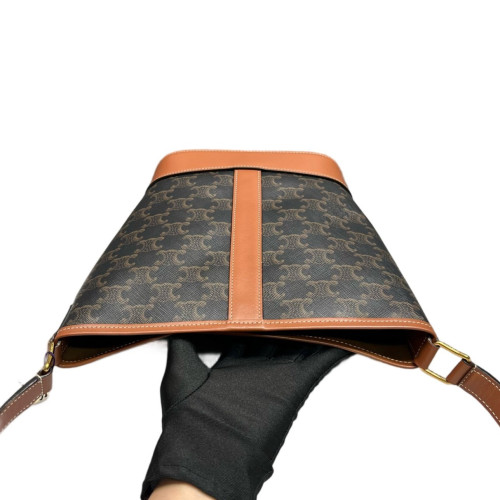 Celine Triomphe Triomphe Bucket Bag Small Triomphe Brown
