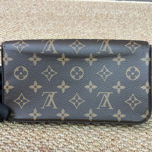 Louis Vuitton Pochette Felicie Chain Wallet Monogram Dark Brown Light Brown Red