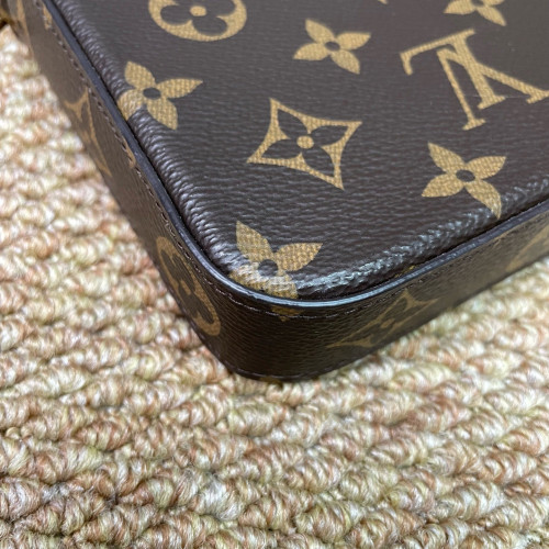 Louis Vuitton Pochette Felicie Chain Wallet Monogram Dark Brown Light Brown Red