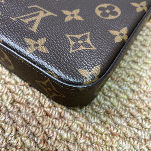 Louis Vuitton Pochette Felicie Chain Wallet Monogram Dark Brown Light Brown Red