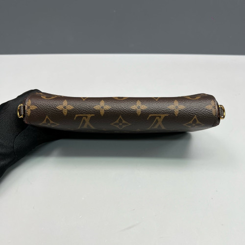 Louis Vuitton Pochette Felicie Chain Wallet Monogram Dark Brown Light Brown Red