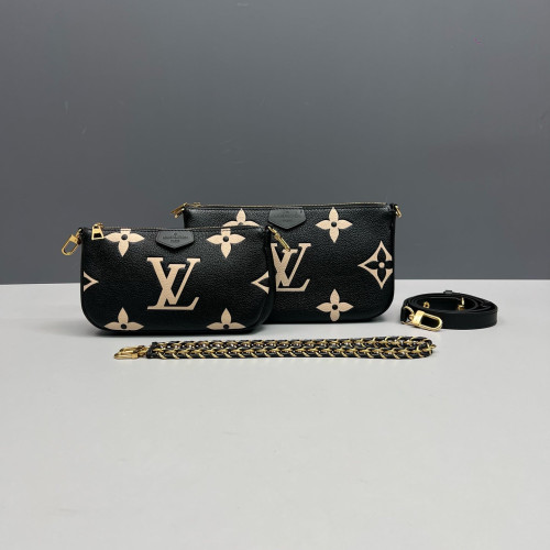 Louis Vuitton Multi Pochette Accessories Monogram Empreinte Giant Black White Red