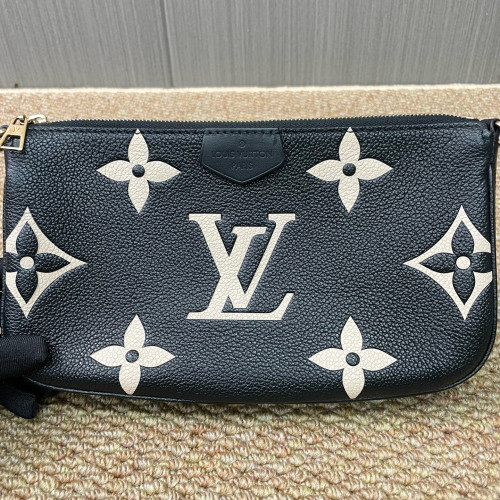 Louis Vuitton Multi Pochette Accessories Monogram Empreinte Giant Black White Red