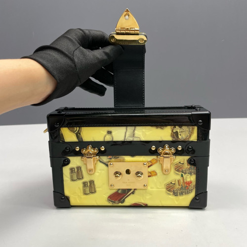 Louis Vuitton Petite Malle Vernis Black Yellow